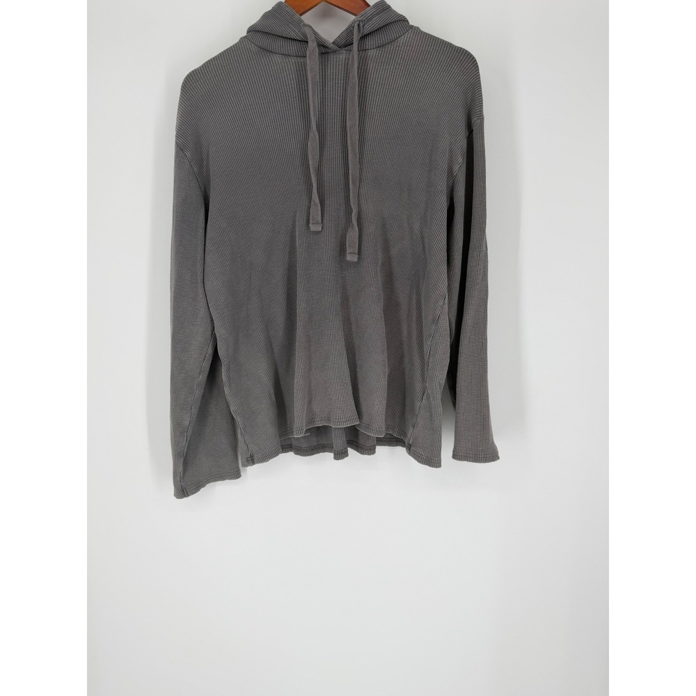 Zara Womens Ribbed Hoodie Large Faded Minimalist Loungewear Relaxed Cozy Grunge